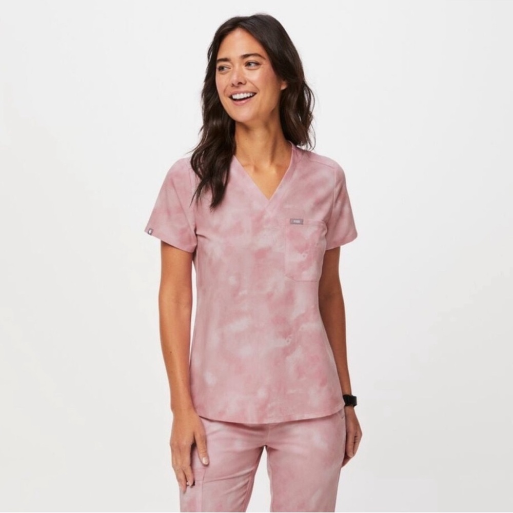 Figs Women's Short Sleeve Limited Edition Breast Cancer Scrub Top